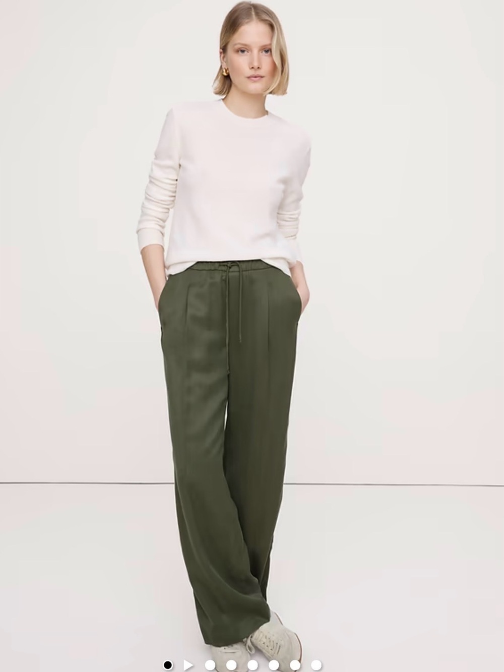 NWOT Banana Republic High Rise Wide Leg Drapey Tencel Pull On Pants Sz XS/P